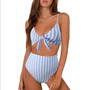 Blue & white stripe bikini